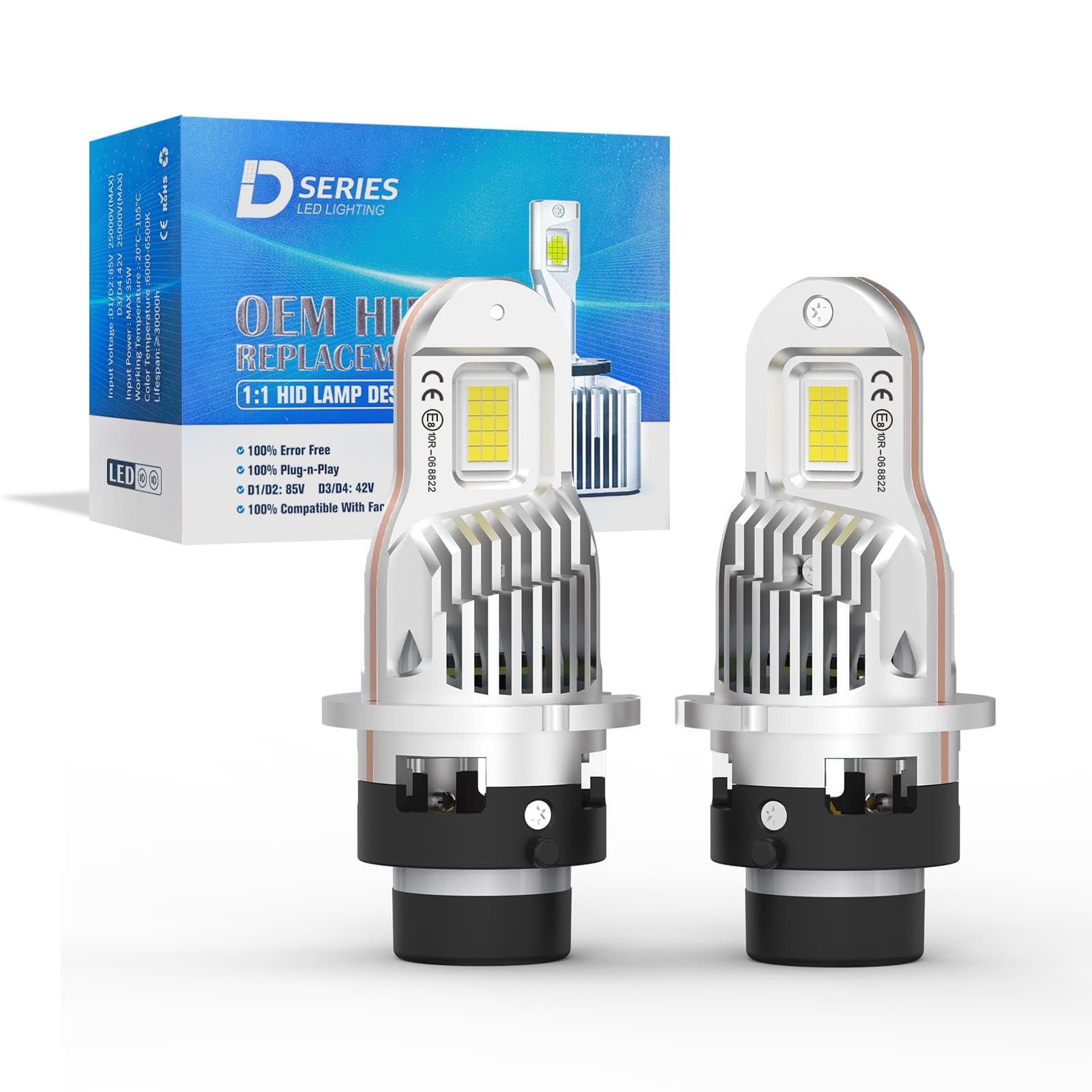 D2S Xenon Brenner 12V 40W – Xenon D2S Scheinwerferlampe 6500K Weiß – Anti-UV mit Zulassung– Ersatz Lampen für Abblendlicht & Fernlicht – 2 Stück