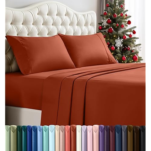 Utopia Bedding King Sheet Set – 4 Piece Bed Sheets for King Size Bed, Soft and Breathable Microfiber, Includes 1 Fitted Sheet, 1 Flat Sheet and 2 Pillowcases (Orange)
