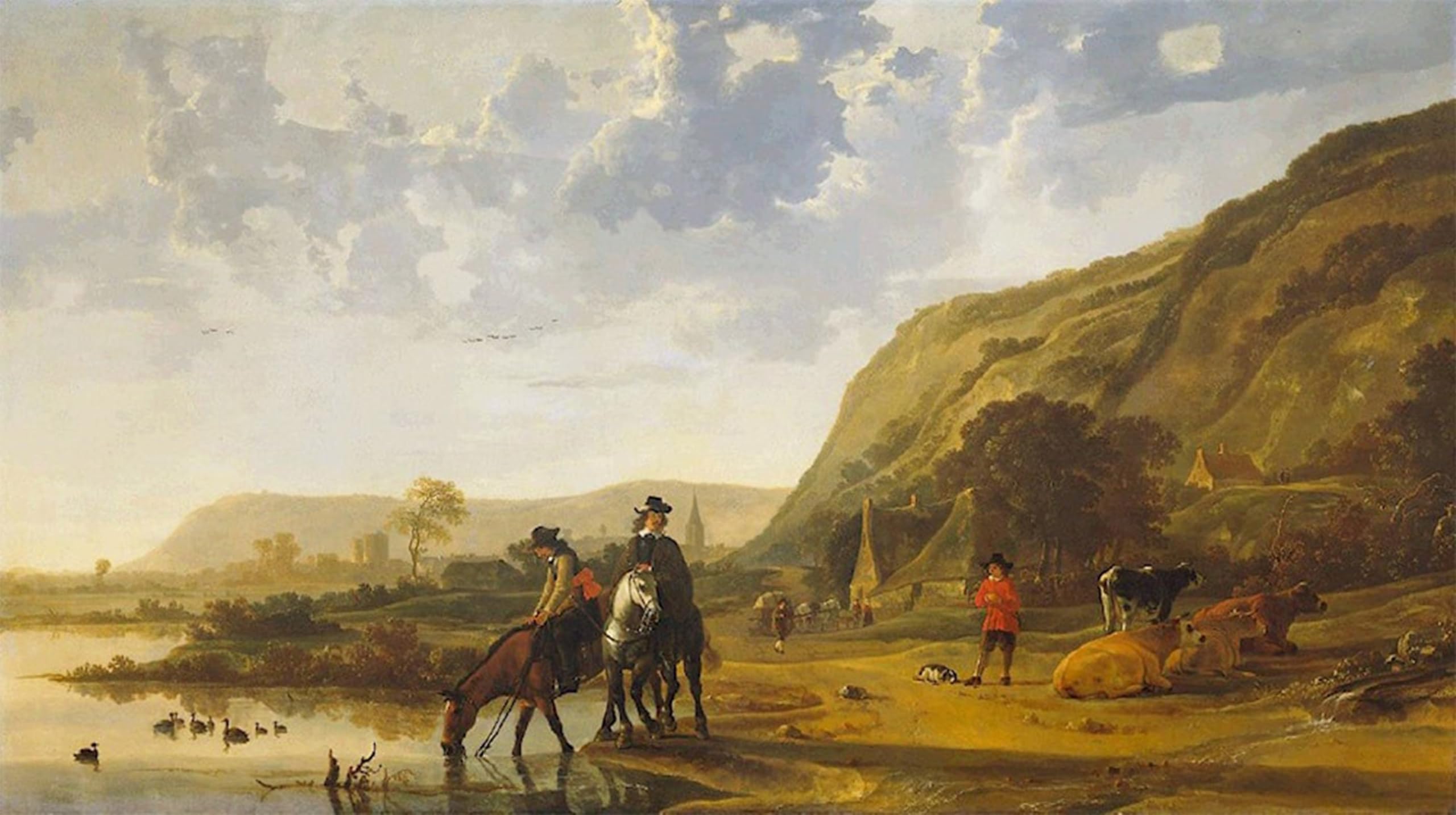 Moderne art murale impression Aelbert Cuyp paysage fluvial