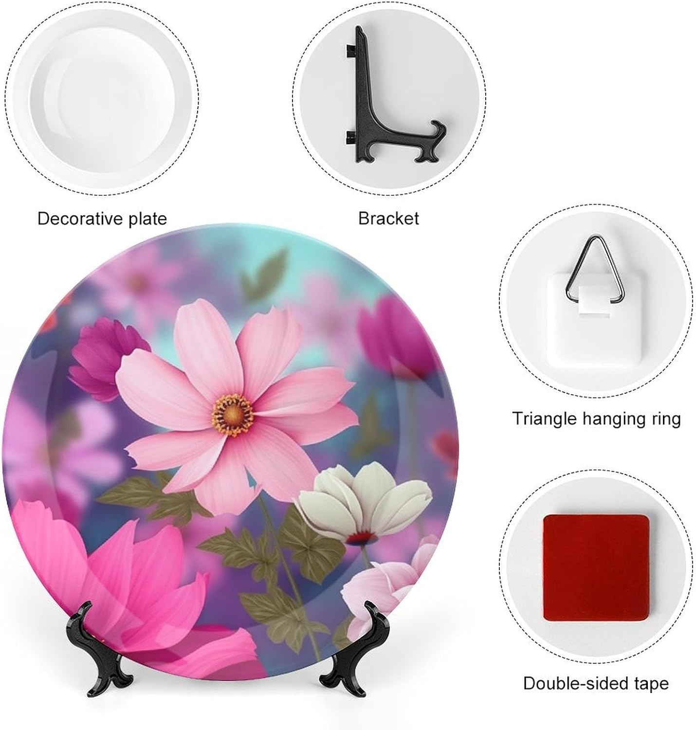 Pretty Flowers Ceramic Decorative Plate for Home, Bone China Plates image 3