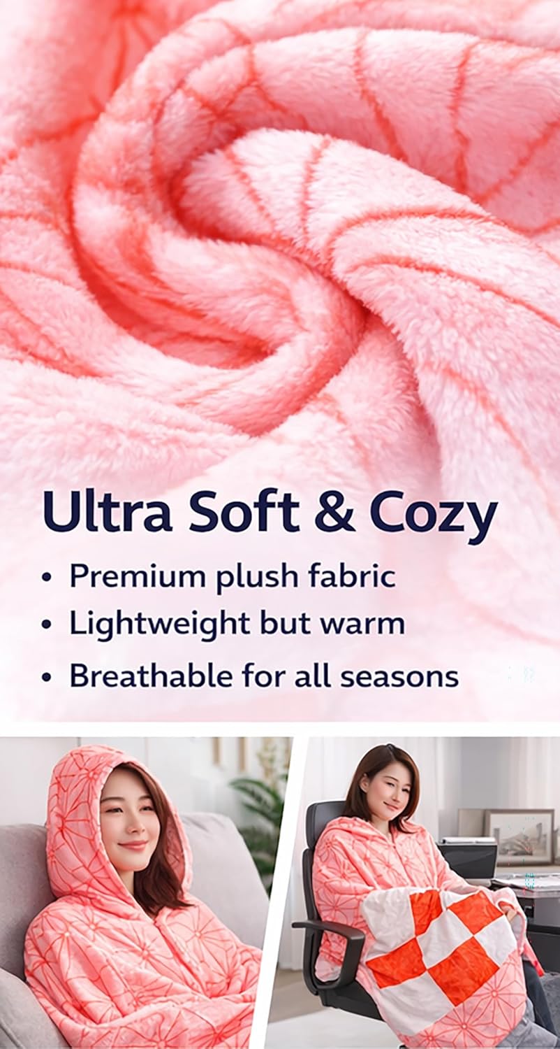 Hooded Wearable Blanket Hoodie Cosplay Cloak Shawl Wrap Nap Quilt 160x100 cm (63x40 in)