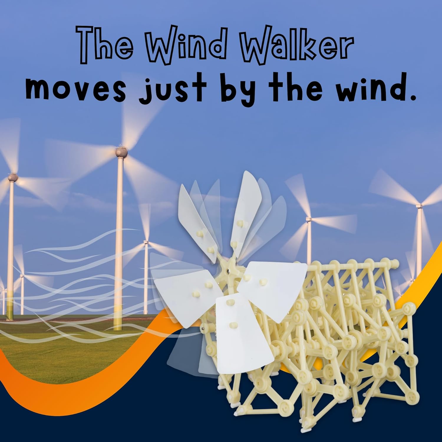 Heebie Jeebies Wind Walker STEM Activity- Mini Jansen Strandbeest DIY Model Kit Sculpture- Develop Problem-Solving, Creative Thinking Skills, Attention to Detail- No Electricity or Batteries- Ages 8+
