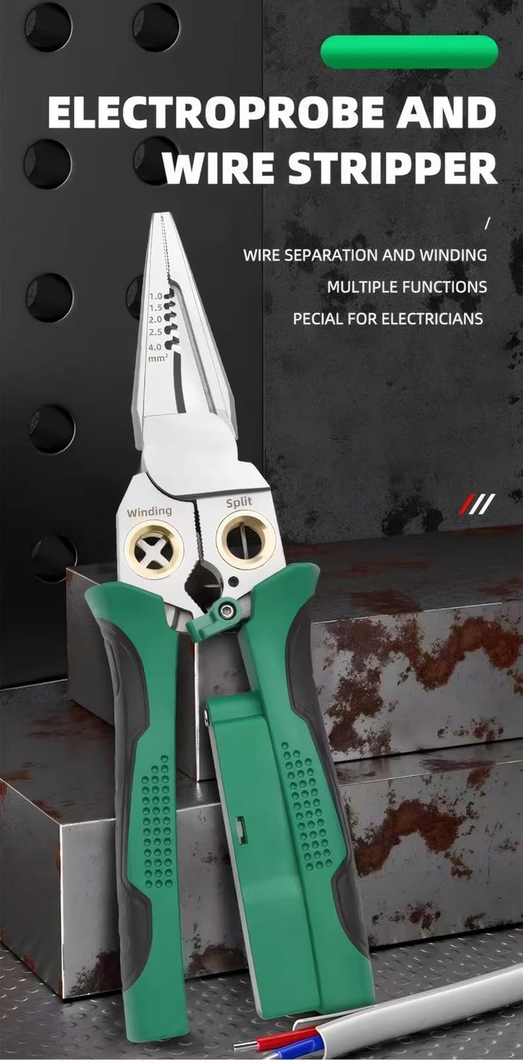 8 in 1 Wire Stripper with Voltage Tester, Electric Pliers, Multi-function Electric Wire Stripping Tool for Cutting and Pulling Pliers,Multi-Function Electrician Tool for Cutting, (1).