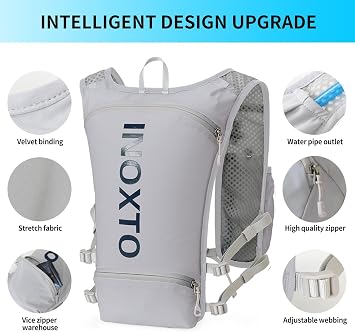 INOXTO ランニングハイドレーションベスト 軽量 断熱パック 250ml ソフトフラスコ デイパック ハイキング トレイル ランニング サイクリング レース マラソン レディース メンズ