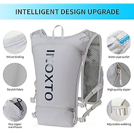 INOXTO Running Hydration Vest Backpack,Lightweight Insulated Pack with 1.5L Water Bladder Bag Daypack for Hiking Trail Running Cycling Race Marathon for Women Men (Gray Dark Blue)