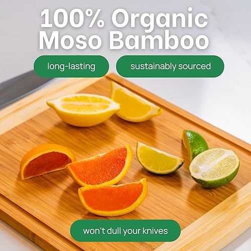 Miniatura 2 de Greener Chef Tabla de cortar de bambú, tablas de cortar de repuesto de por vida para cocina, bloque de carnicero de madera orgánica y tabla de
