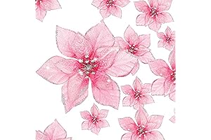 WILLBOND 36 Pcs 3 Size Pink Christmas Poinsettia and Artificial Flower Ornaments