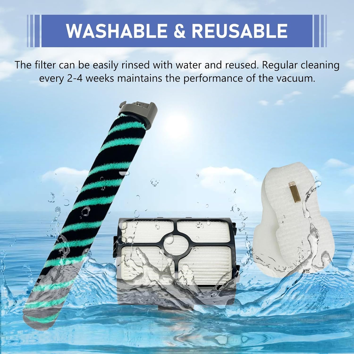 8Pcs HZ4002 Replacement Filter Compatible with Shark HZ4000 HZ4002 Corded Stick Vacuum Cleaner, 2 HEPA Filters, 4 Foam & Felt Filters, 1 Roller Brush, 1 Cleaning Brush