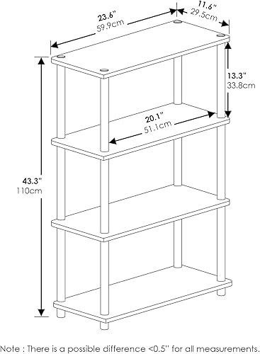 Miniatura 8 de Furinno - Estantería de 4 niveles de estilo Turn-N-Tube