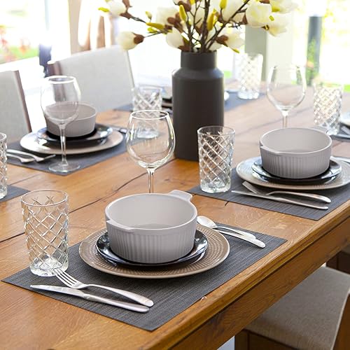 Miniatura 6 de Delling Ramequines con asa, paquete de 6 cuencos de sopa para sopa de cebolla francesa, pastel de olla, pasteles de lava, crema brulee, plato de