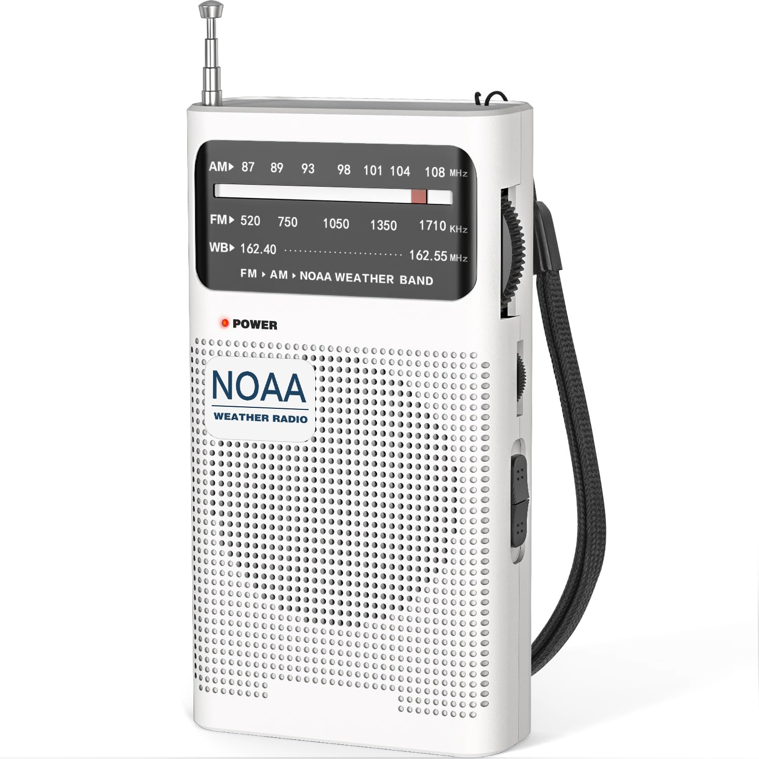 Goodes NOAA Weather Radio - Portable WB/AM/FM NOAA Radio, Large Speaker Transistor Radio with Good Reception and Long Battery Life, Small Radio for Emergency, Powered by 2 AA Batteries - White-image-47