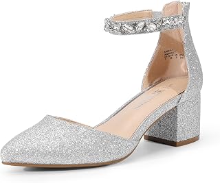 ANNEE Pointed Toe Low Chunky Heels Pump Shoes