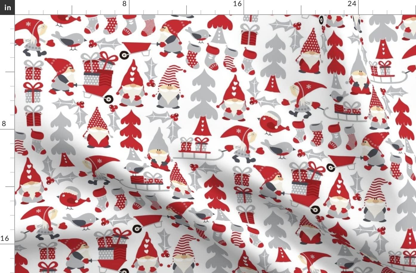 Spoonflower Fabric - Gnomes Christmas Elves Printed on Organic Cotton Sateen Fabric by The Yard - Sewing Quilting Apparel Home Decor