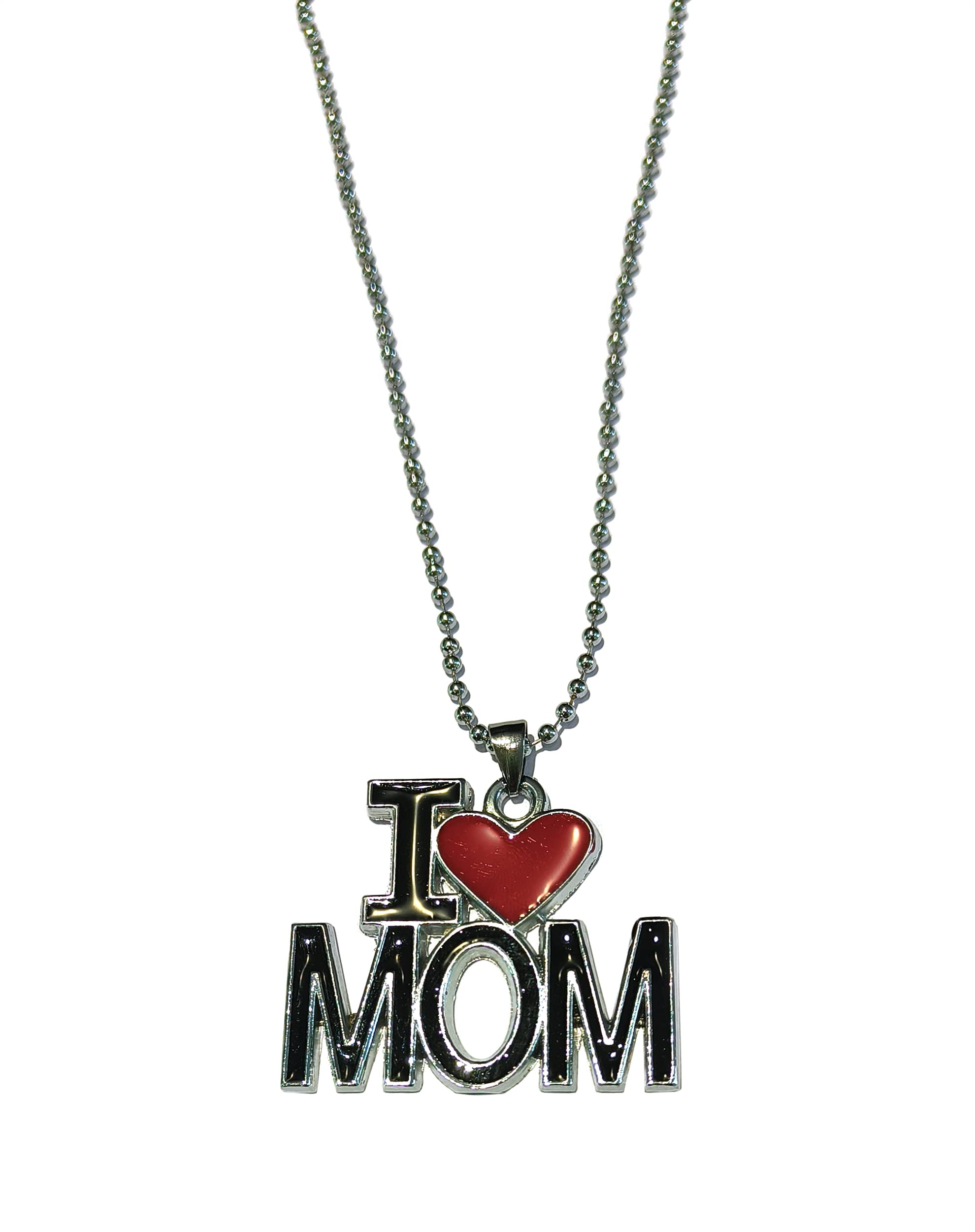 Unisex Metal Stainless Steel Mother's Day Express Your Love I Love Mom Letter Heart Design Pendant Necklace Jewellery Set Accessories for Girls and Women