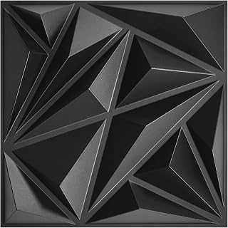 STICKGOO Black 3D Wall Panels, 12''x12'' Diamond, 33 Pack