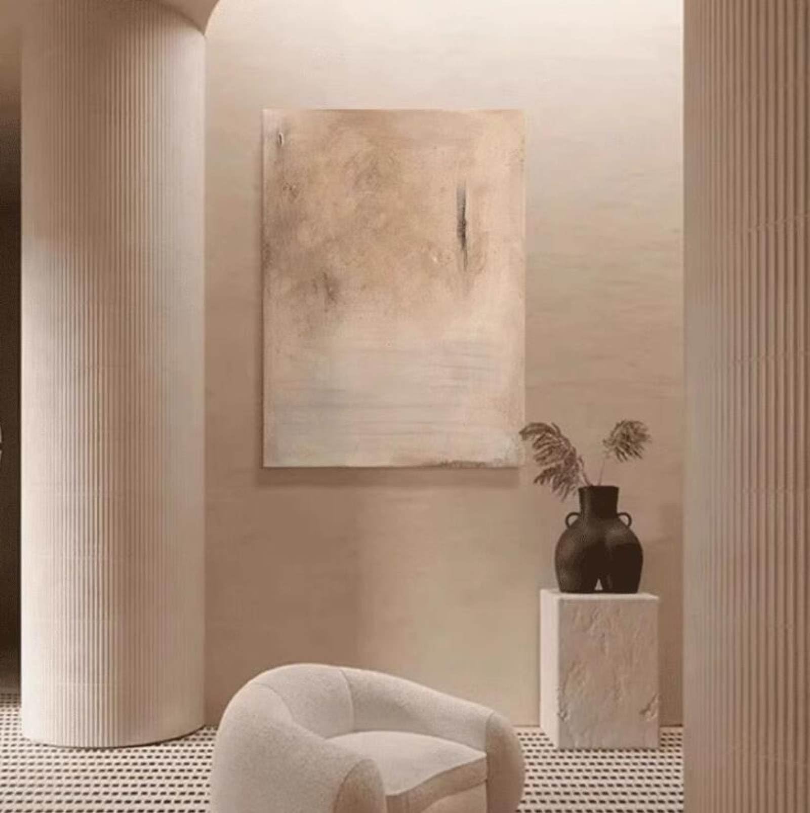 Tableau wabi-sabi abstrait moderne pour décoration murale grand format salon