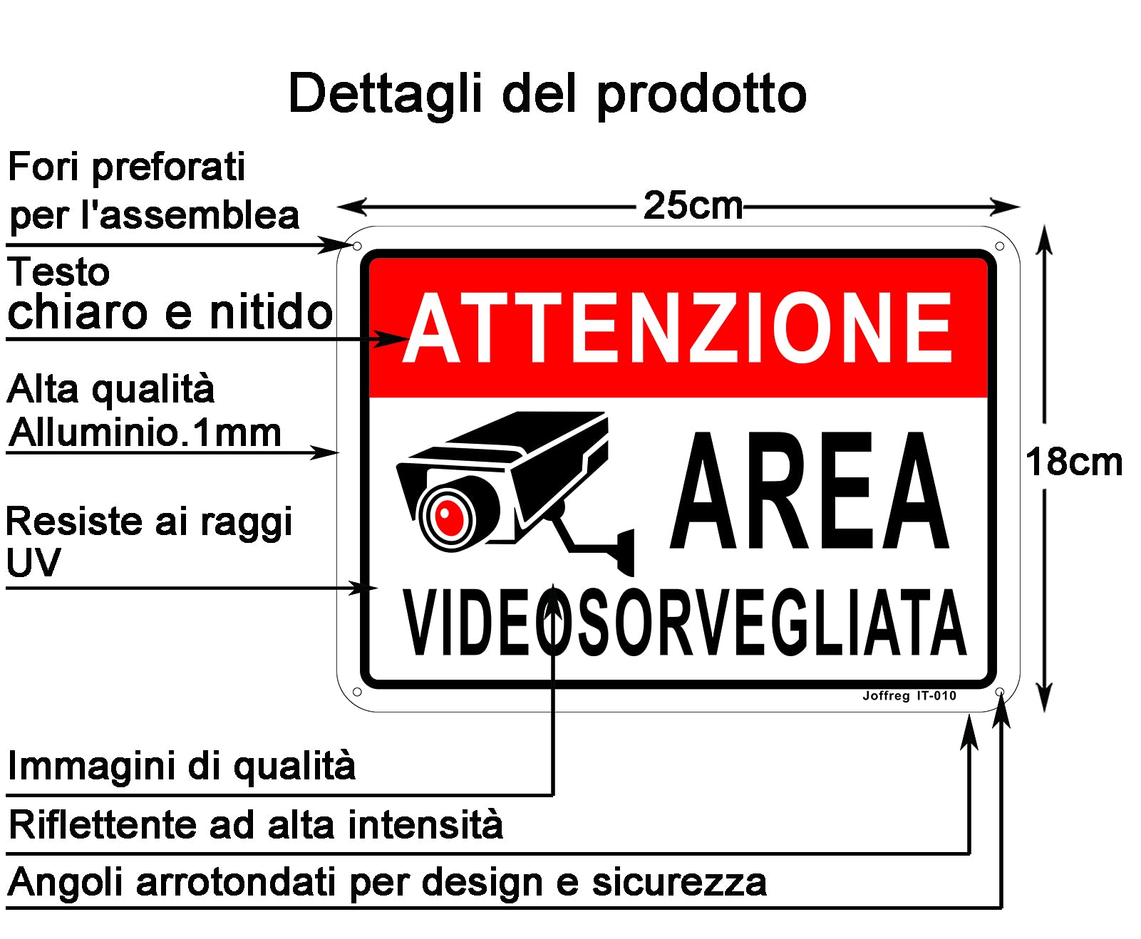 Cartello Alluminio Videosorveglianza - Attenzione Telecamere Private Per Interno/esterno