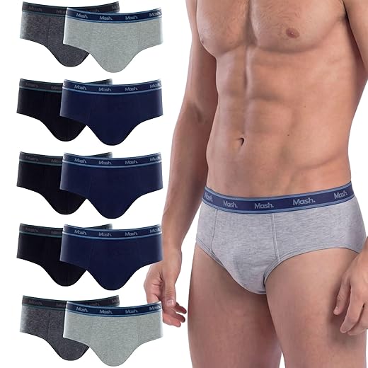 Kit 10 Cuecas Slip Algodão Cotton Respirável Masculina Mash