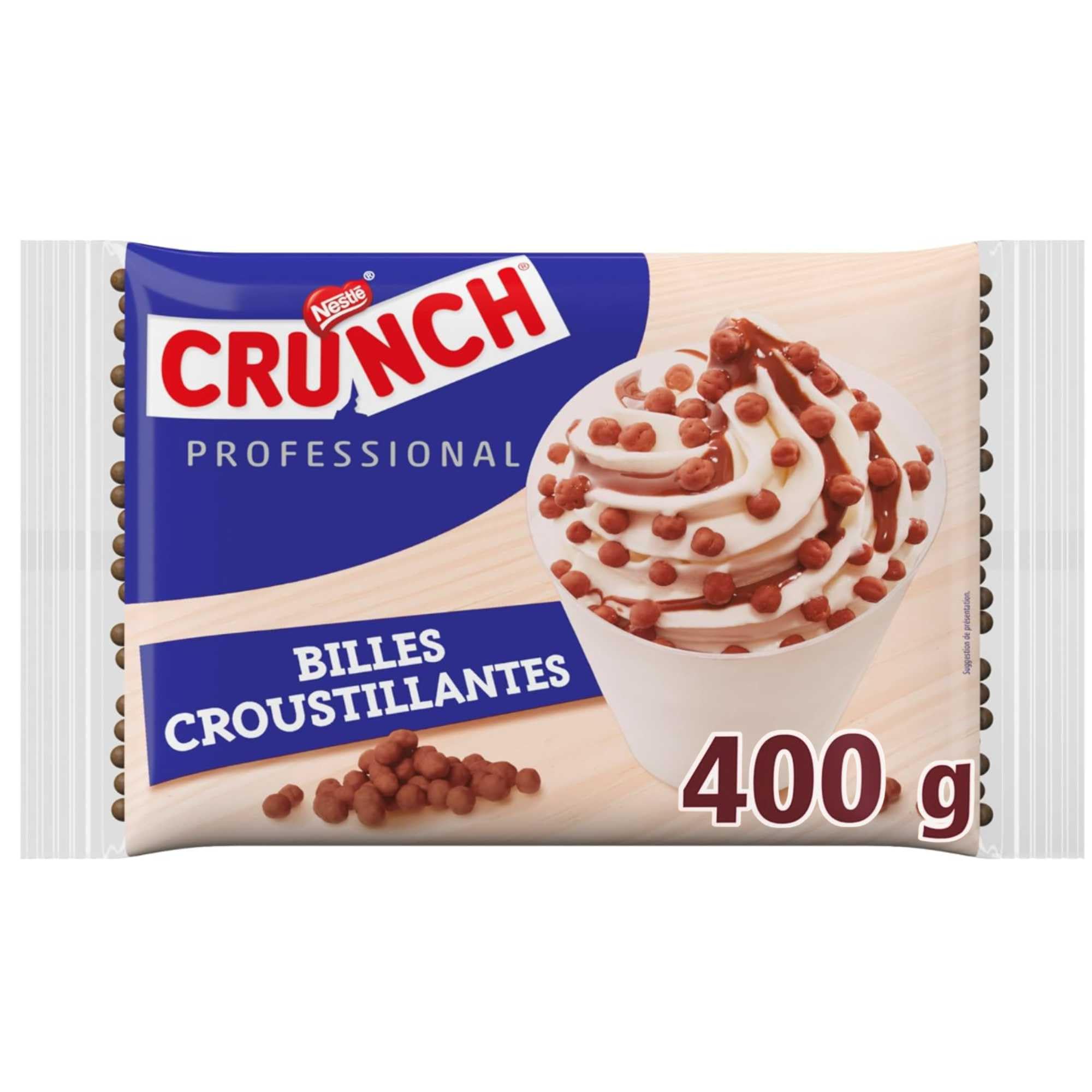 NESTLÉ PROFESSIONAL CRUNCH Topping | Billes De Chocolat Au Lait Croustillantes CRUNCH | Cacao Certifié Rainforest Alliance | Le Goût et Croustillant CRUNCH Pour Agrémenter Vos Desserts | Sachet 400g