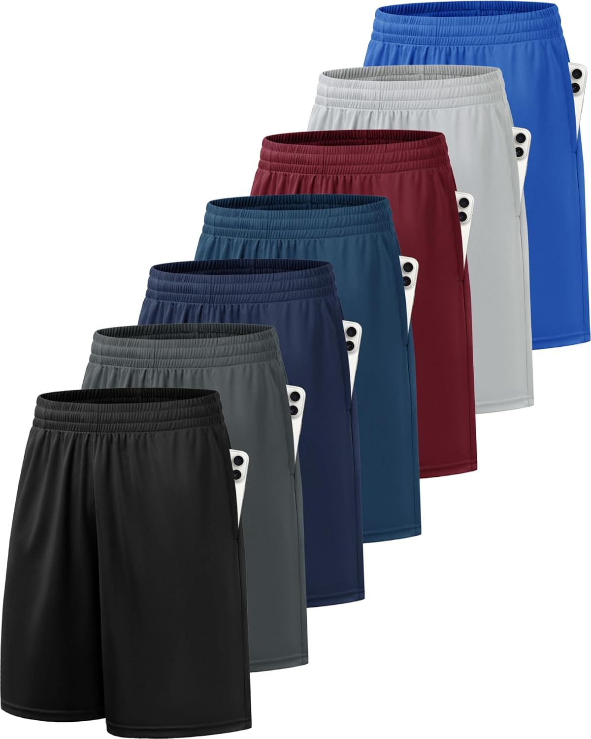 Boys Athletic Shorts Elastic Basketball Shorts Quick Dry Youth Shorts Sports Soccer Shorts for Boys with Pockets