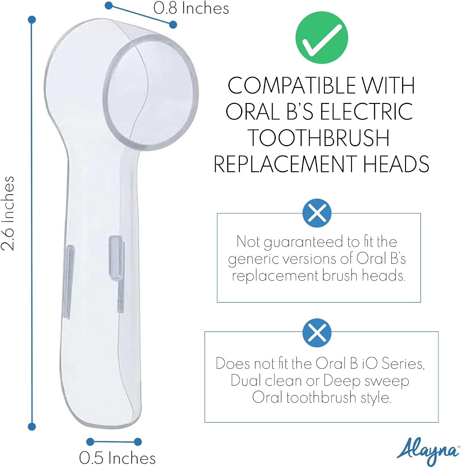 Oral B Compatible Replacement Brush Head Protection Cover Caps- 4 Pk – Keep Your Electric Toothbrush Heads Dust & Germ Free- Great for Travel & Everyday Use- Case Contributes to Sanitary Health