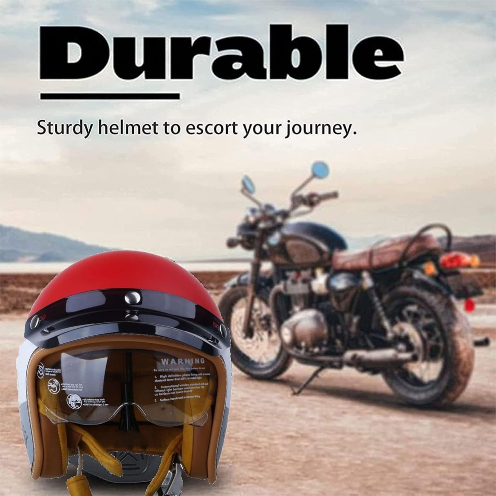 3/4 Casco Jet Capacete Moto Vintage con Gafas De Doble Capa Forro Cómodo Cascos Jet Homologado Dot/ECE Cascos Moto Adecuado para Adulto Hombre Mujer Casco Moto Vintage