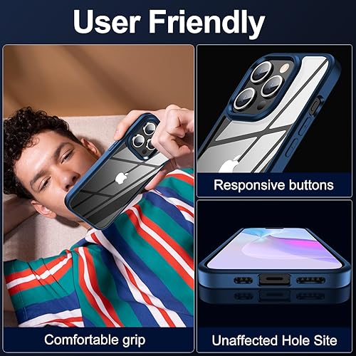 Miniatura 5 de MOZOTER Funda transparente para iPhone 15 Pro, antiamarilleo, protección contra caídas de grado militar, a prueba de golpes, funda delgada para