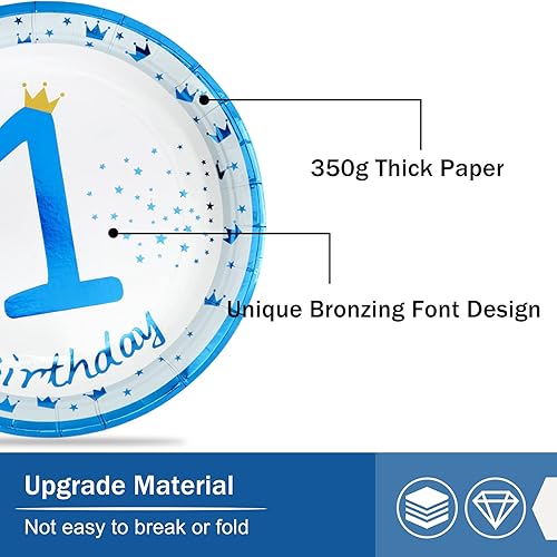 Miniatura 5 de Platos para fiesta de cumpleaños de 1st Happy Birthday 9 a 50 unidades platos de papel para fiestas de cumpleaños para decoración de fiestas de