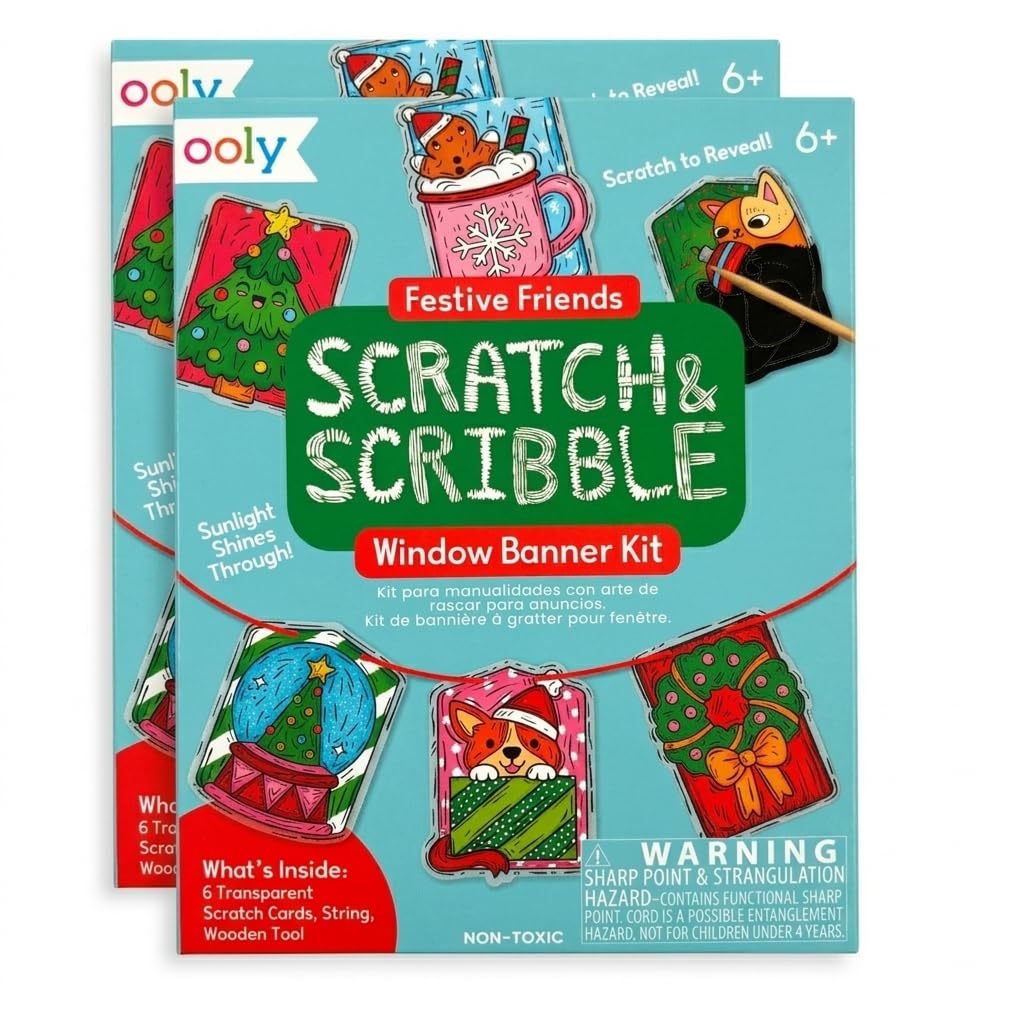 OOLY Scratch &amp; Scribble Window Banner Kit - Festive Friends