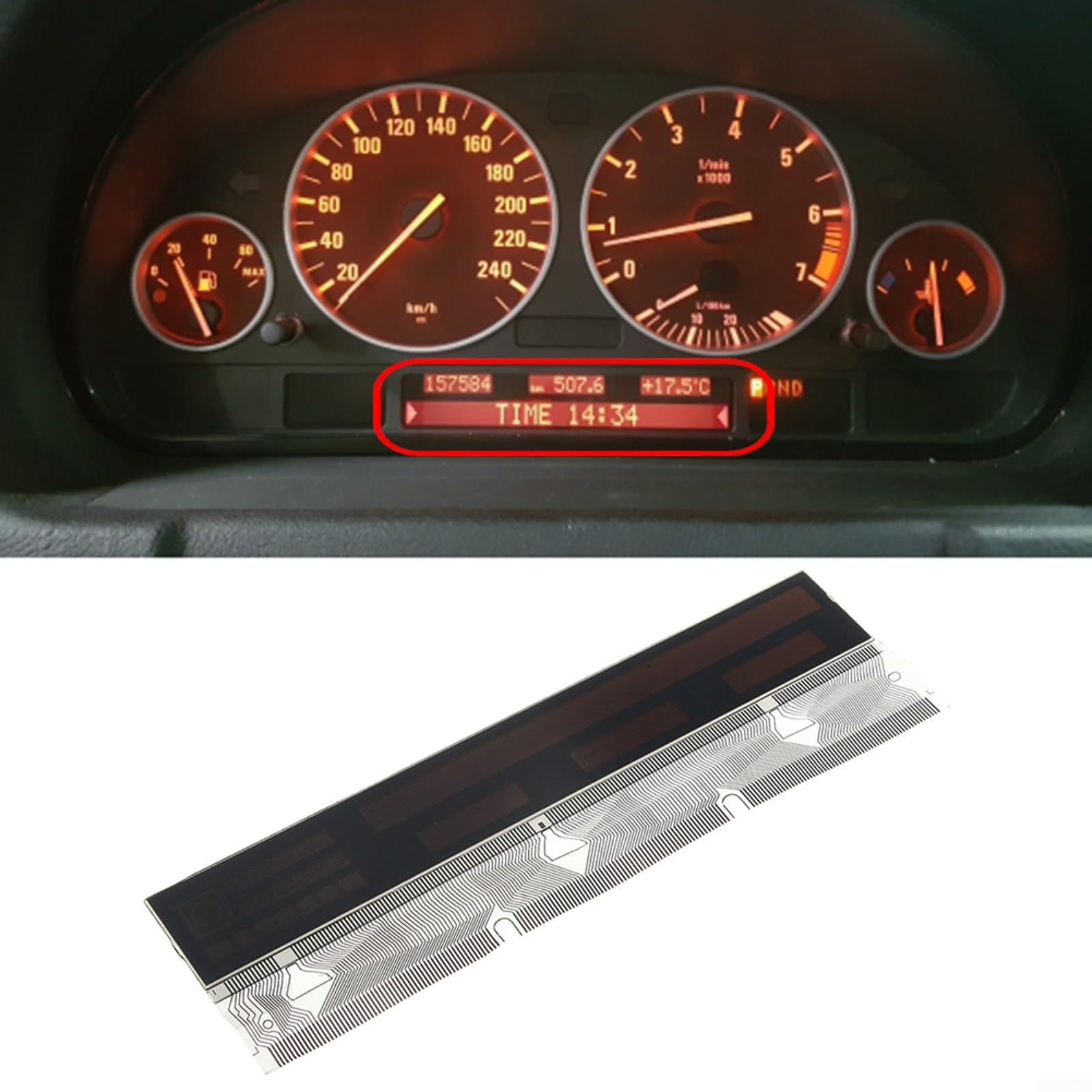 Écran LCD, pour BMW E38 E39 E53 Tableau de Bord Cluster d'instruments de réparation Pixel pour la Série 7 (1995-2001), Série 5 (1996-2003), X5 (2000-2006) Noir