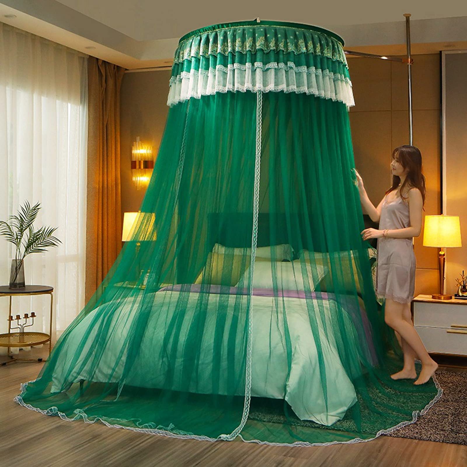 Auvent de lit anti-moustiques vert OKUOKA pour nuits sereines sans piqûres