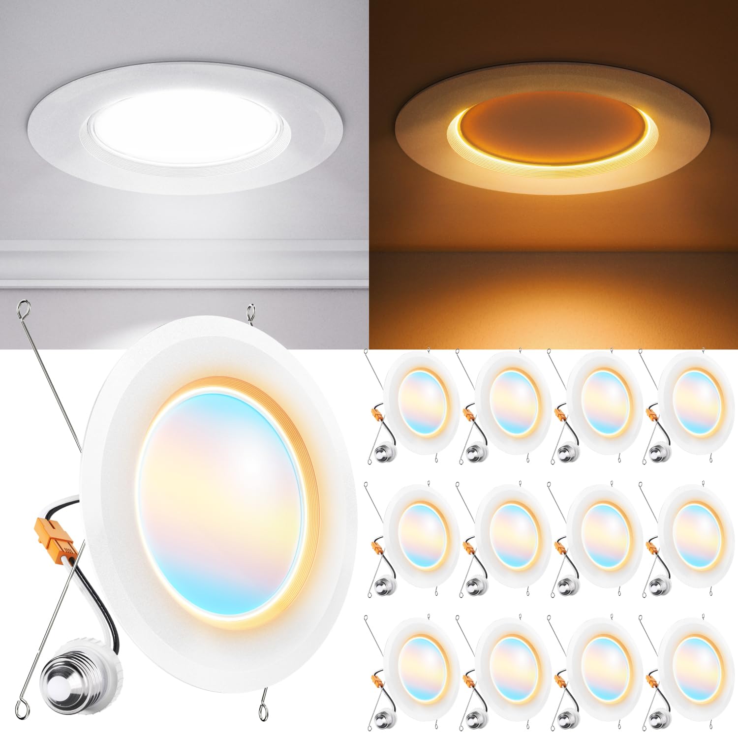 Sunco 12 Pack 6 Inch LED Recessed Lighting Retrofit with Sunco 12 Pack 6 Inch LED Recessed Lighting Retrofit with