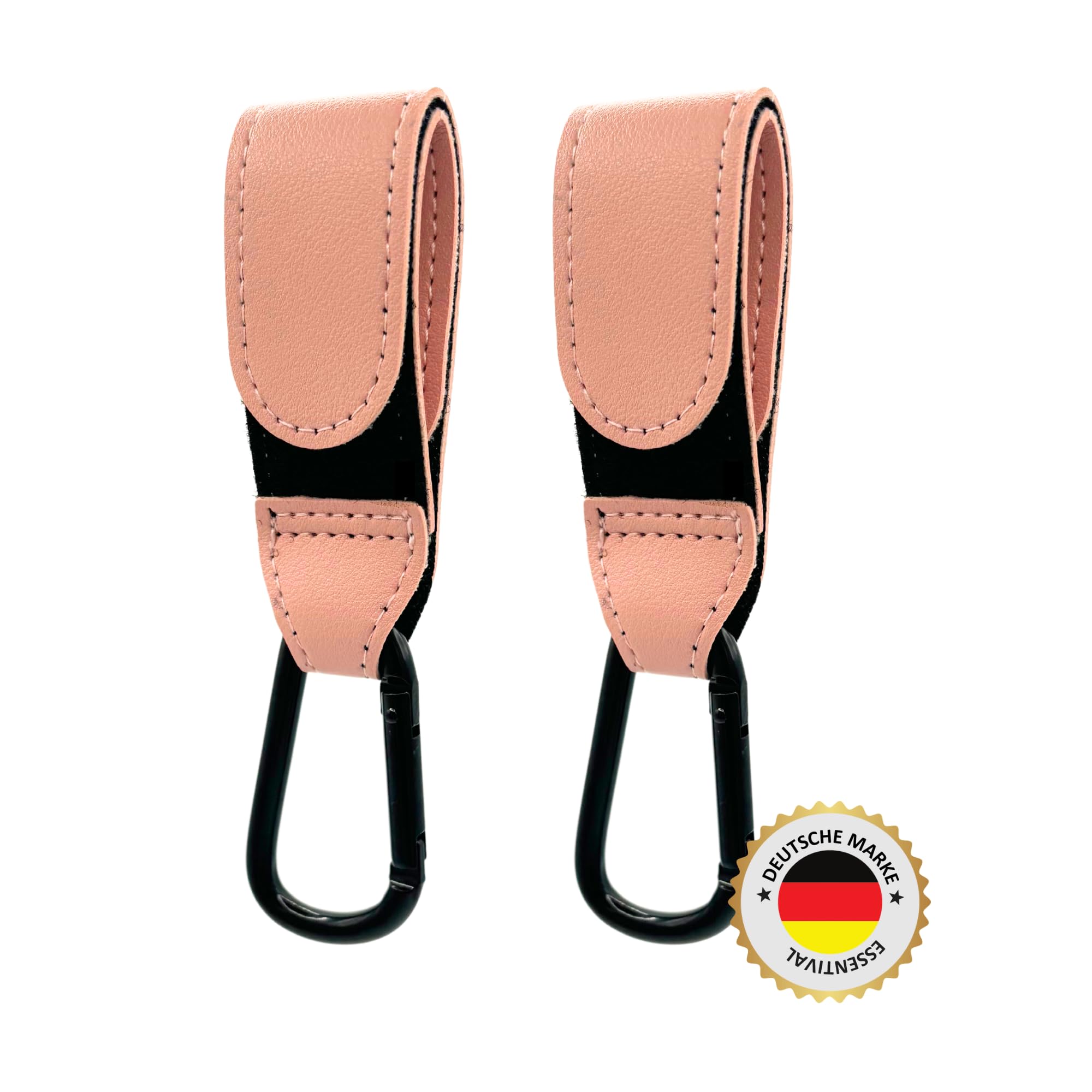 ESSENTIVAL Pram Hooks for Bags (Pack of 2), Large Universal Carabiner for Prams Robust Carabiner Hooks as Bag Holder