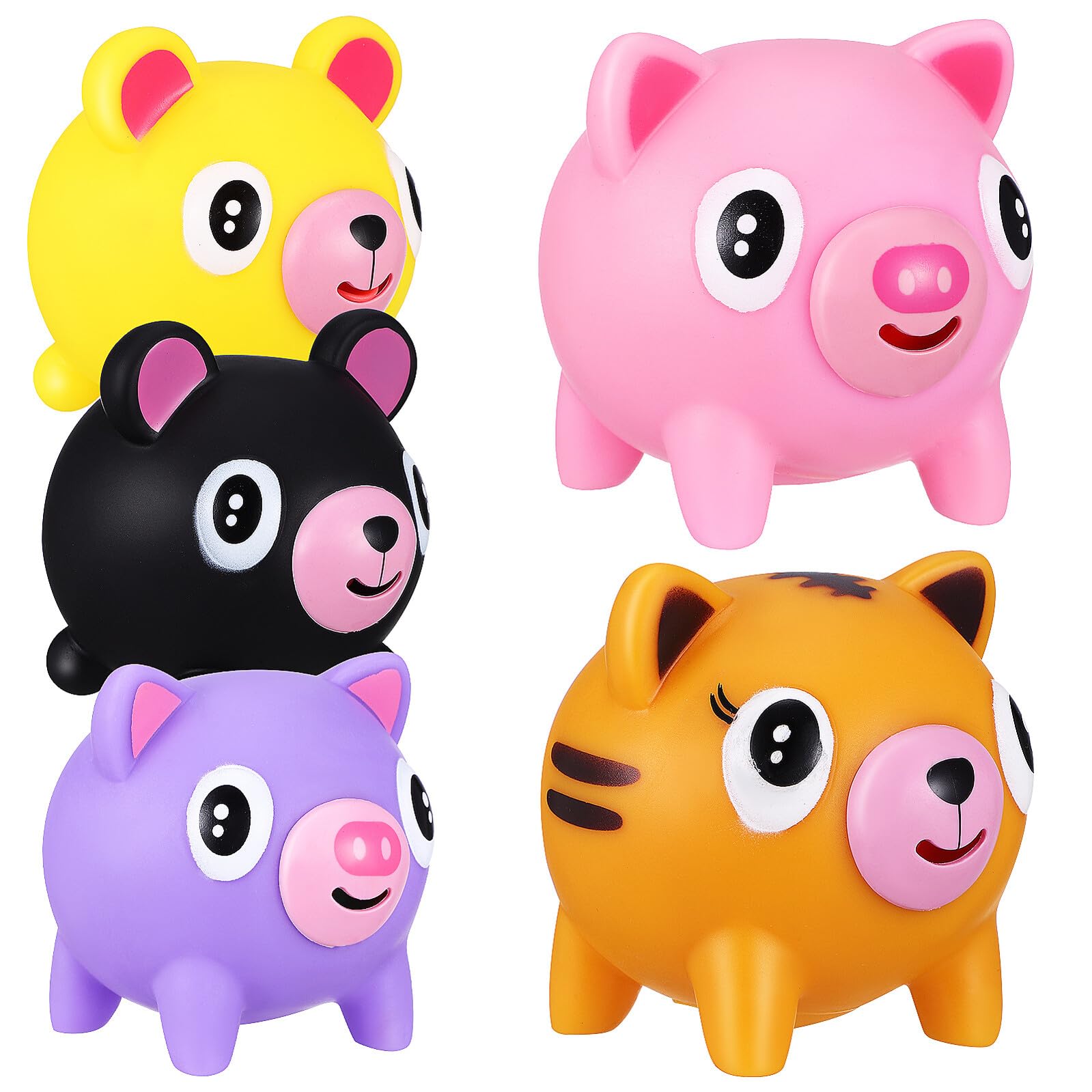 Jouet Anti-Stress Cochon Extensible Lot de 5 en PVC