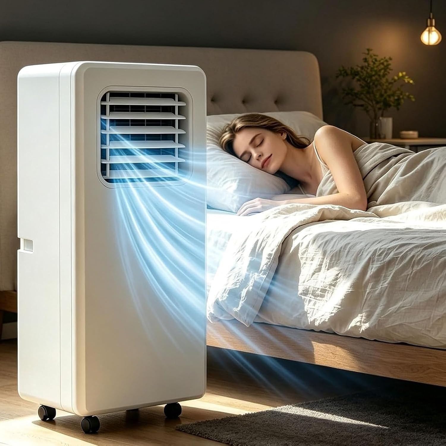 Aire Acondicionado Portátil 12000 BTU 18000 BTU Sin Unidad Exterior, Enfriador con Ruedas y Mando a Distancia, Ventilador Silencioso para Oficina Hogar, 18000btu