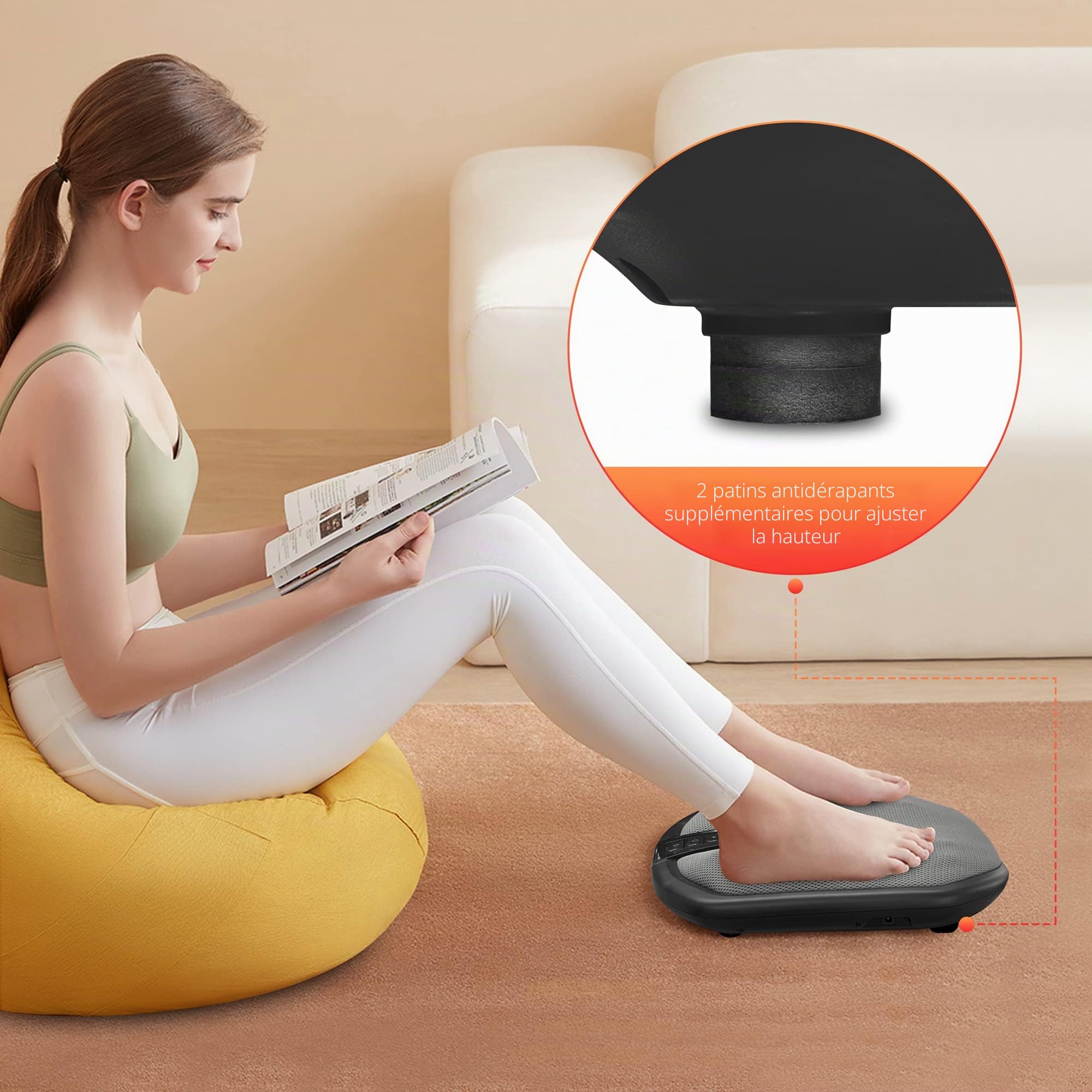 COMFIER Appareil de massage des pieds shiatsu avec chaleur et pétrissage, 2 en 1 pieds et dos, housse lavable, chauffe-pieds électrique pour hommes et femmes, convient à toutes les tailles de pieds