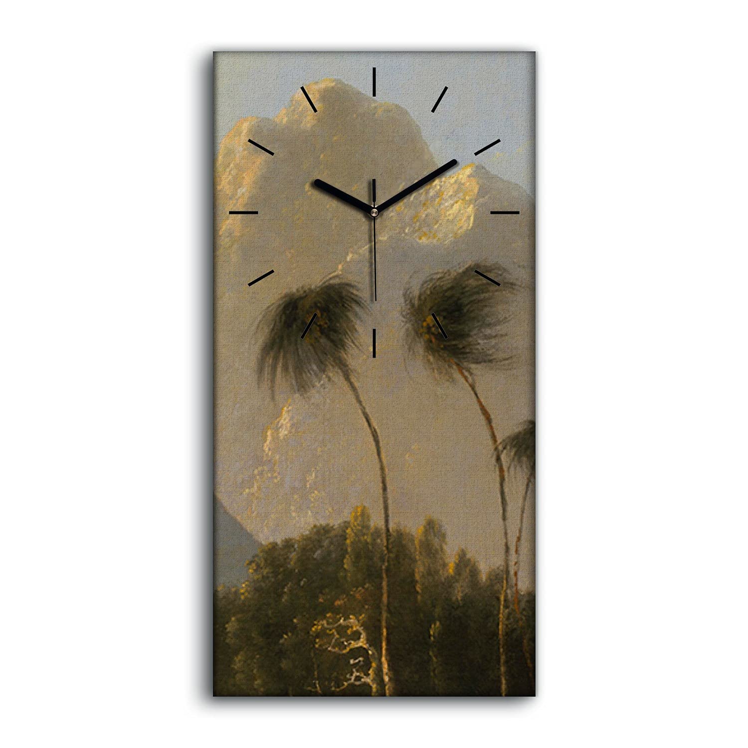 Horloge sur Toile Art Moderne Couleur de Montagnes aux Mains Noires