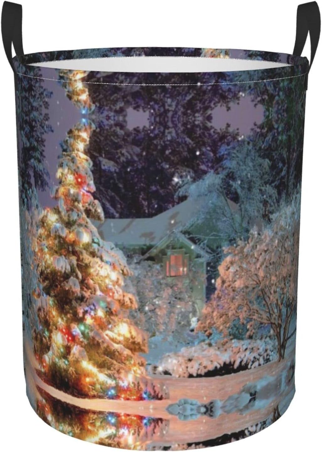 Christmas Tree Snow Stylish Collapsible Large Laundry Basket, Clothes