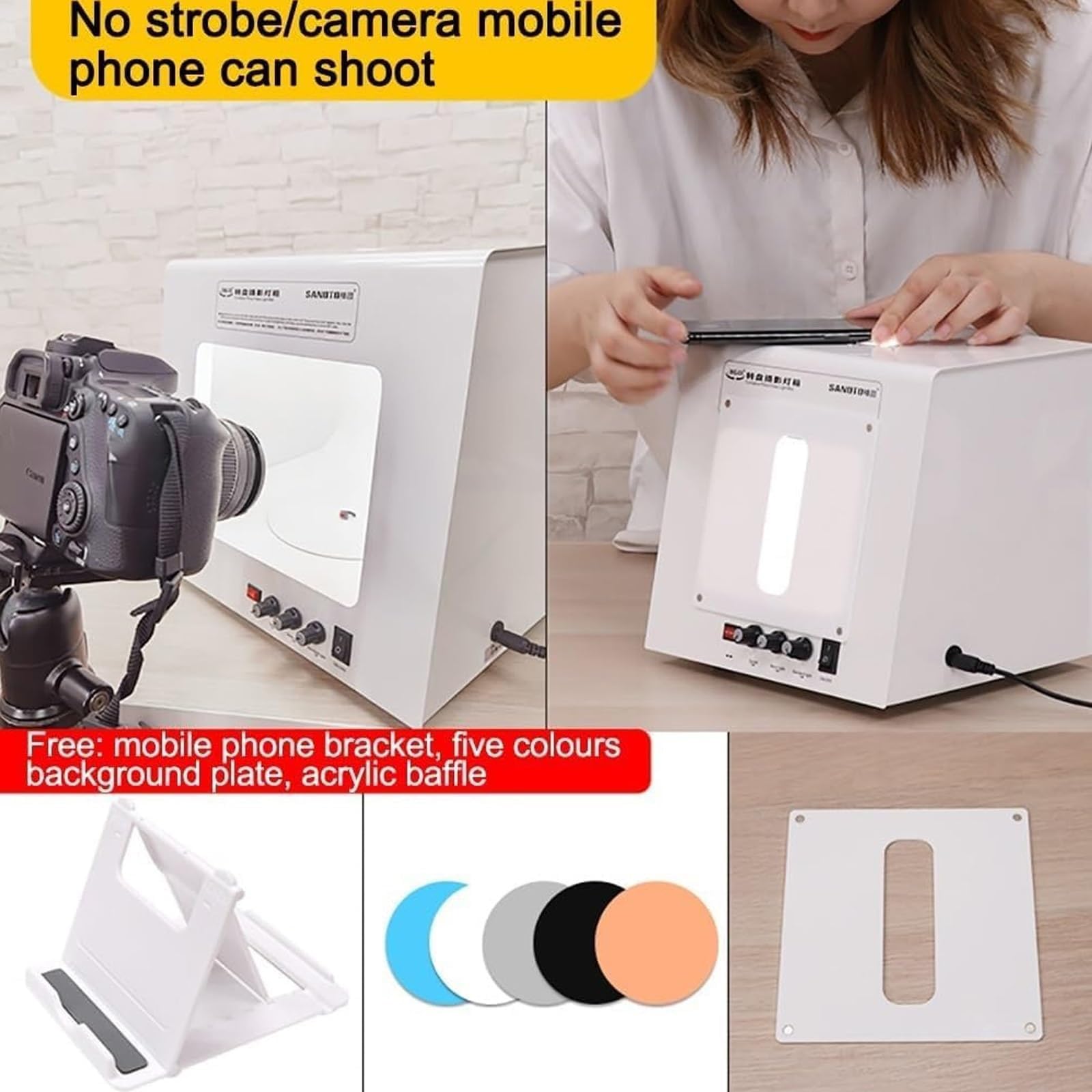 Zestaw Light Box do fotografii biżuterii, zestaw do fotografii studyjnej z obrotową platformą, ściemnialny namiot do fotografii biżuterii, softbox, obsługuje przełączanie tła na czarno-białe