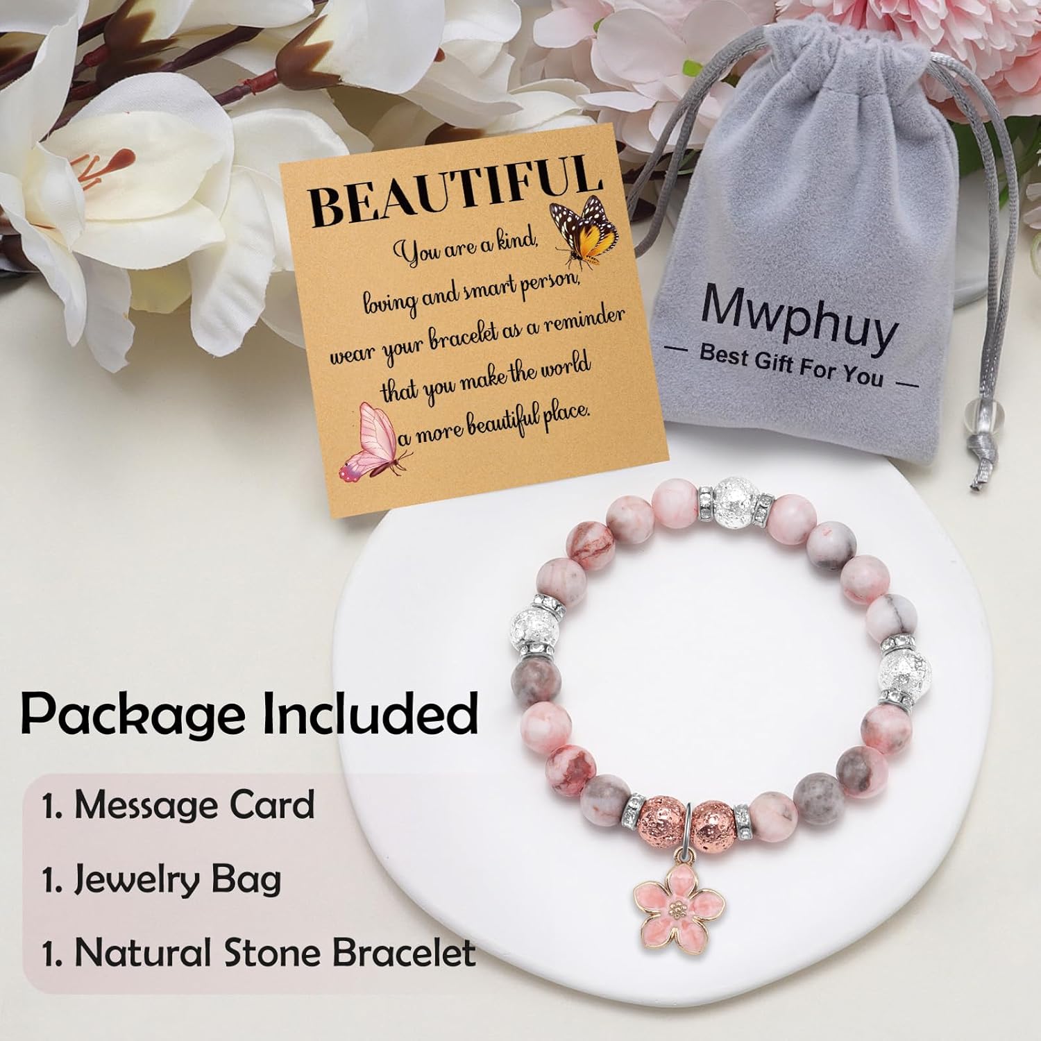 Mwphuy Inspirational Gifts Bracelets for Women Encouragement Gift Beaded Bracelets with Gifts Cards Motivational Gift for Women Mom Daughter Wife Friend Sister Coworker Christmas Thanksgiving - Image 7