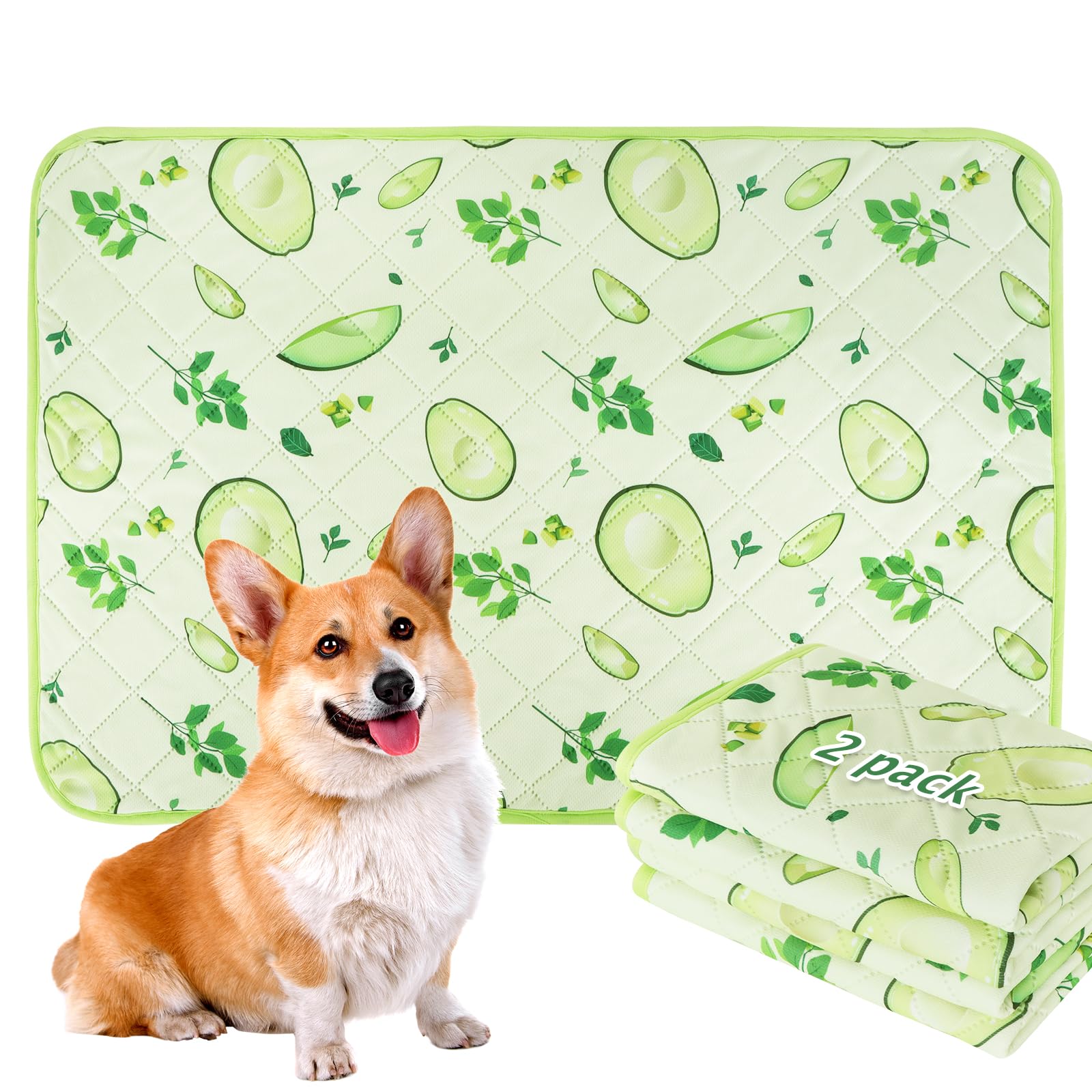 BVAGSS Washable Pee Pads for Dogs, 2 Pack Reusable Leakproof Puppy Wee Wee, Non-Slip Waterproof Pet Training, Super Absorbent Whelping XH081 (Avocado, 36X24 Inch) โ image 1