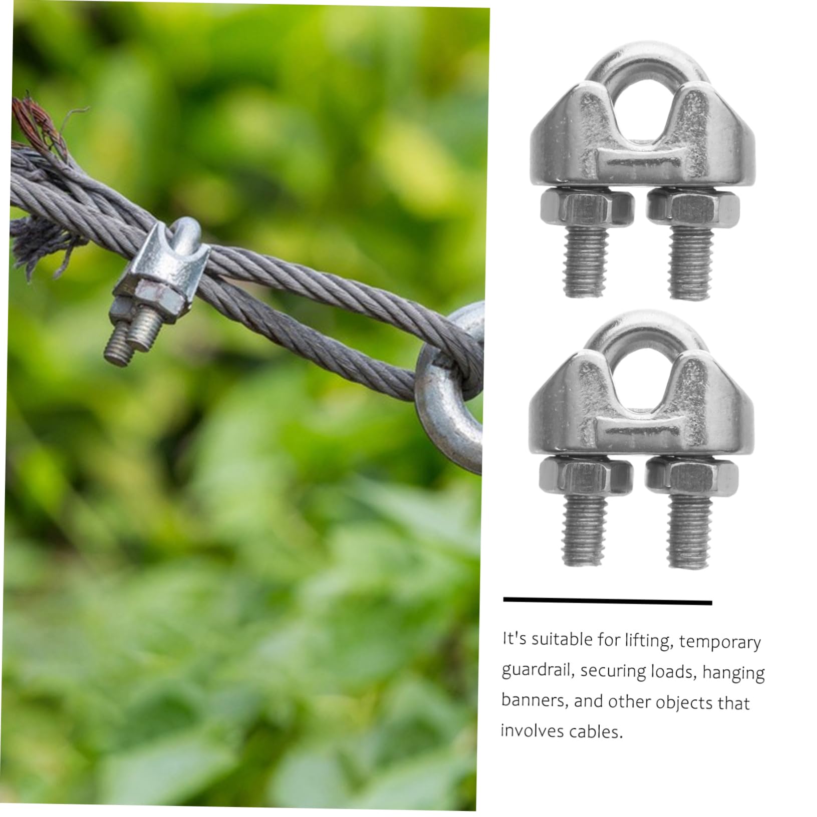 SOLUSTRE 304 Stainless Steel Wire Rope Cable Clips 20pcs u Bolt Clamps Secure Wire Rope Fasteners Cable Clamp Grips