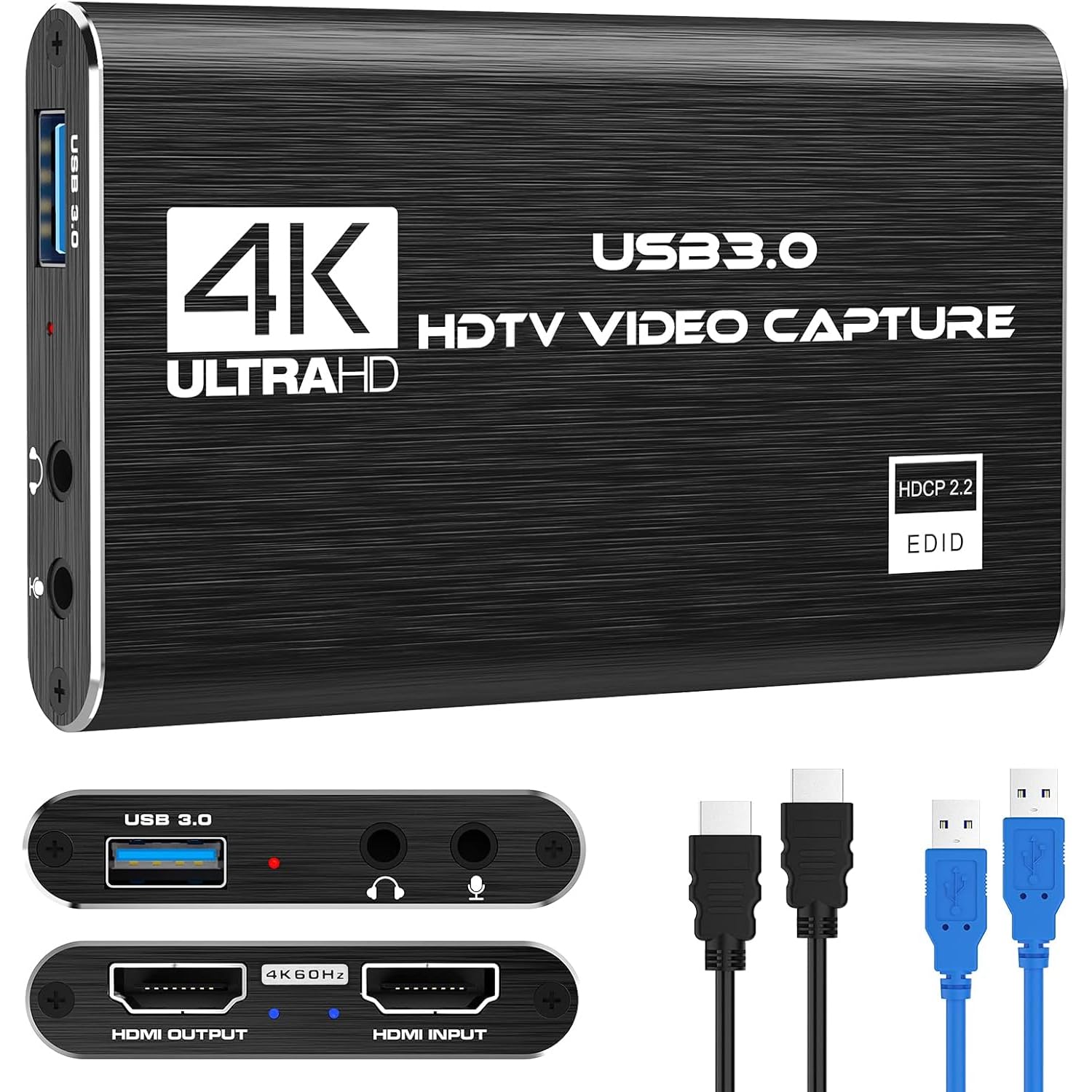 4K HDMI Video Capture Card, USB3.0 1080P 60FPS Video Recorder, Nintendo Switch Capture Card for Streaming Gaming and Broadcasting (Black)-image-48
