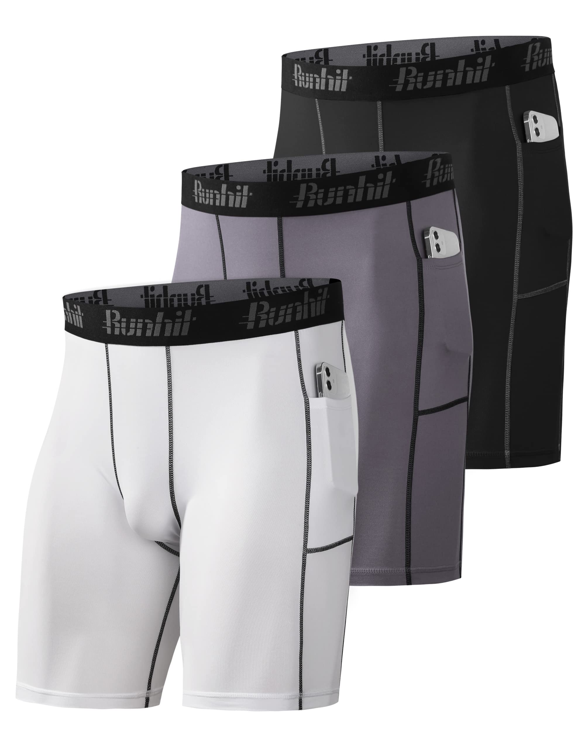 Runhit Compression Shorts Men Underwear Spandex Running Shorts Workout Athletic