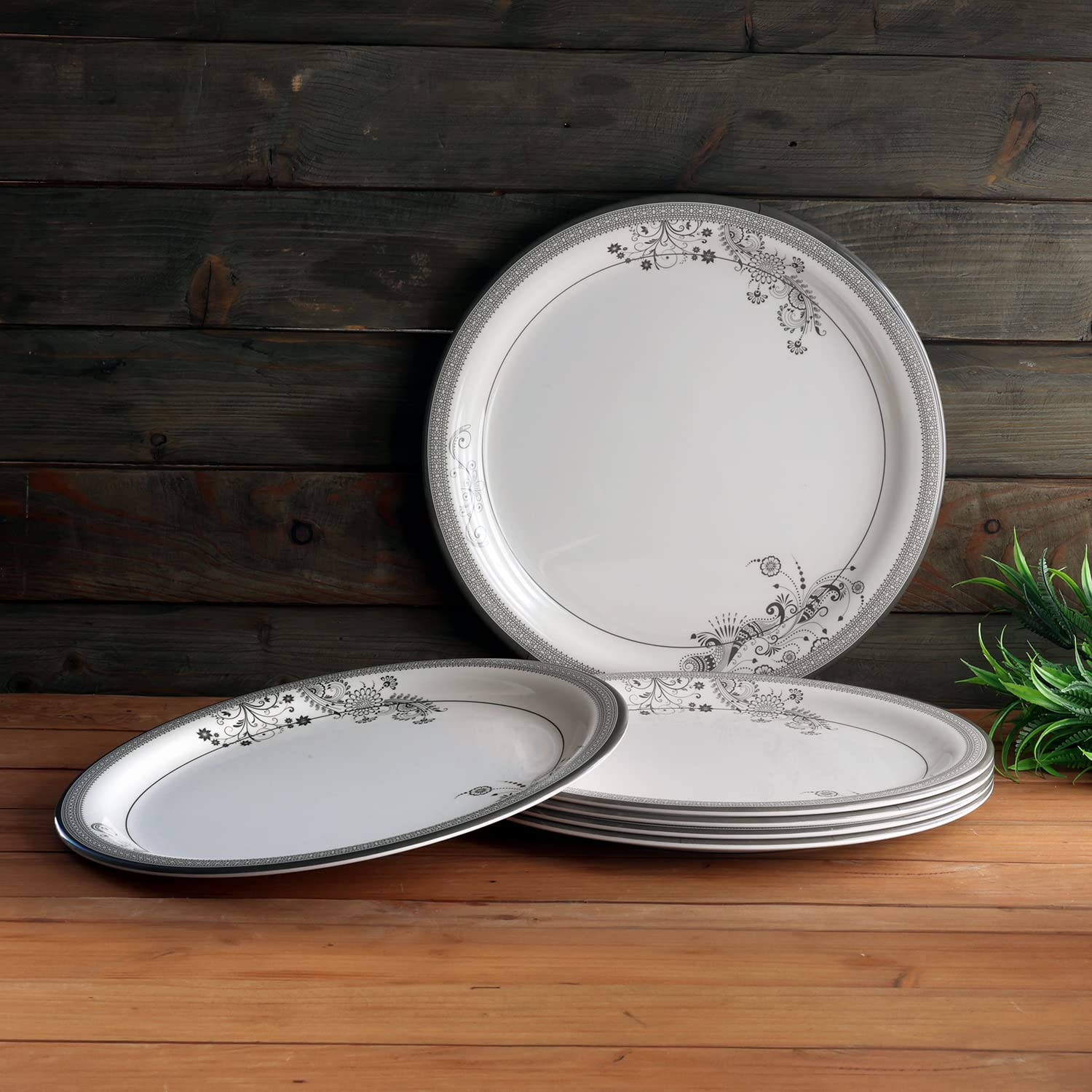 Superware Silver Lace Melamine Dinner Plates -2