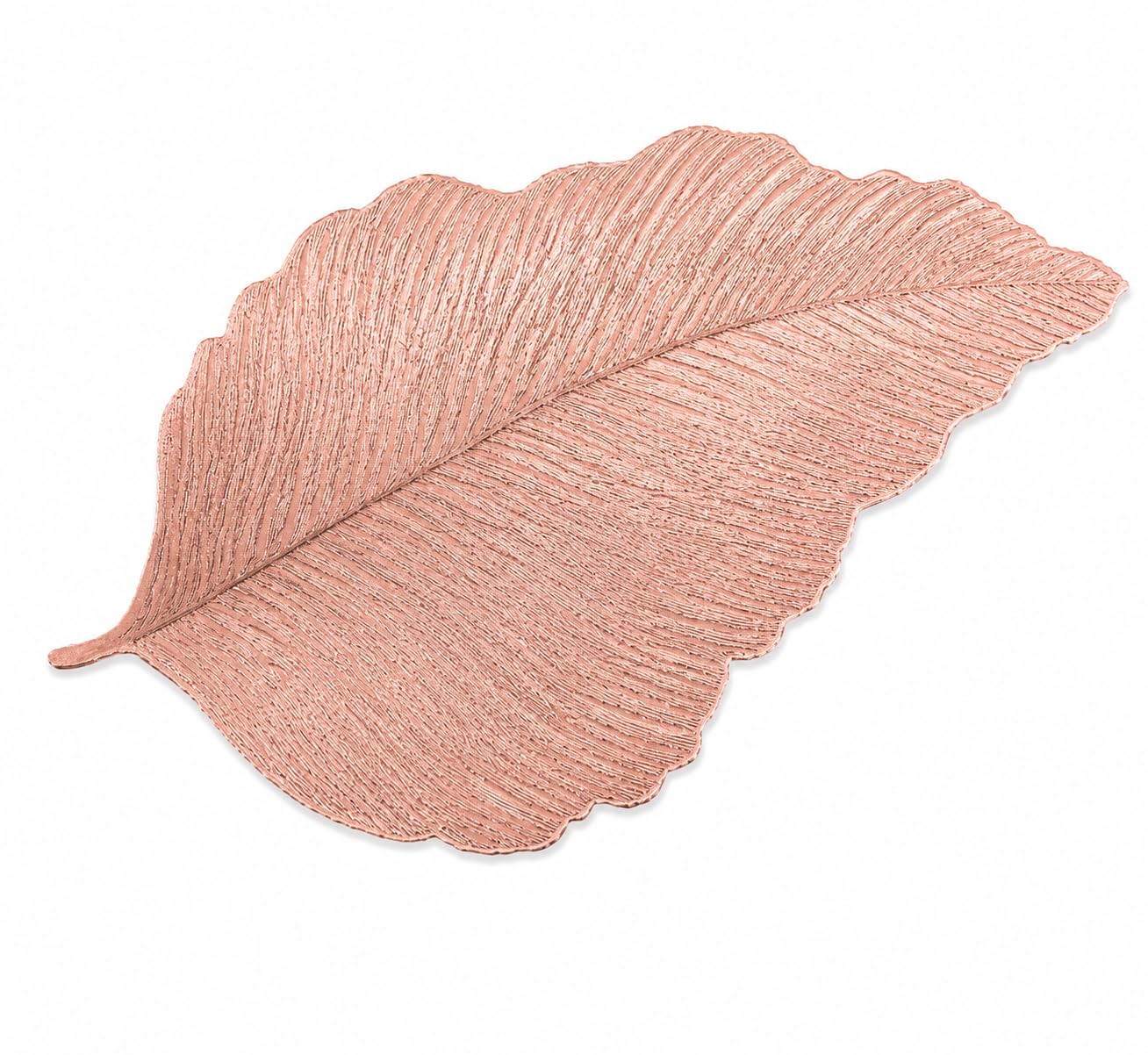 Leaf Shape Table Placemats | Premium PVC Dining Table Mats | Washable Heat Resistant Mats | Decorative Design for Dining Table, Coffee Table, Parties & Home Decor (2, Rose Gold)