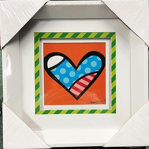 Miniatura 2 de Romero Britto FRAMED Love WHITE FRAME (Orange) CUSTOM Matted Art Print 12" x 12"