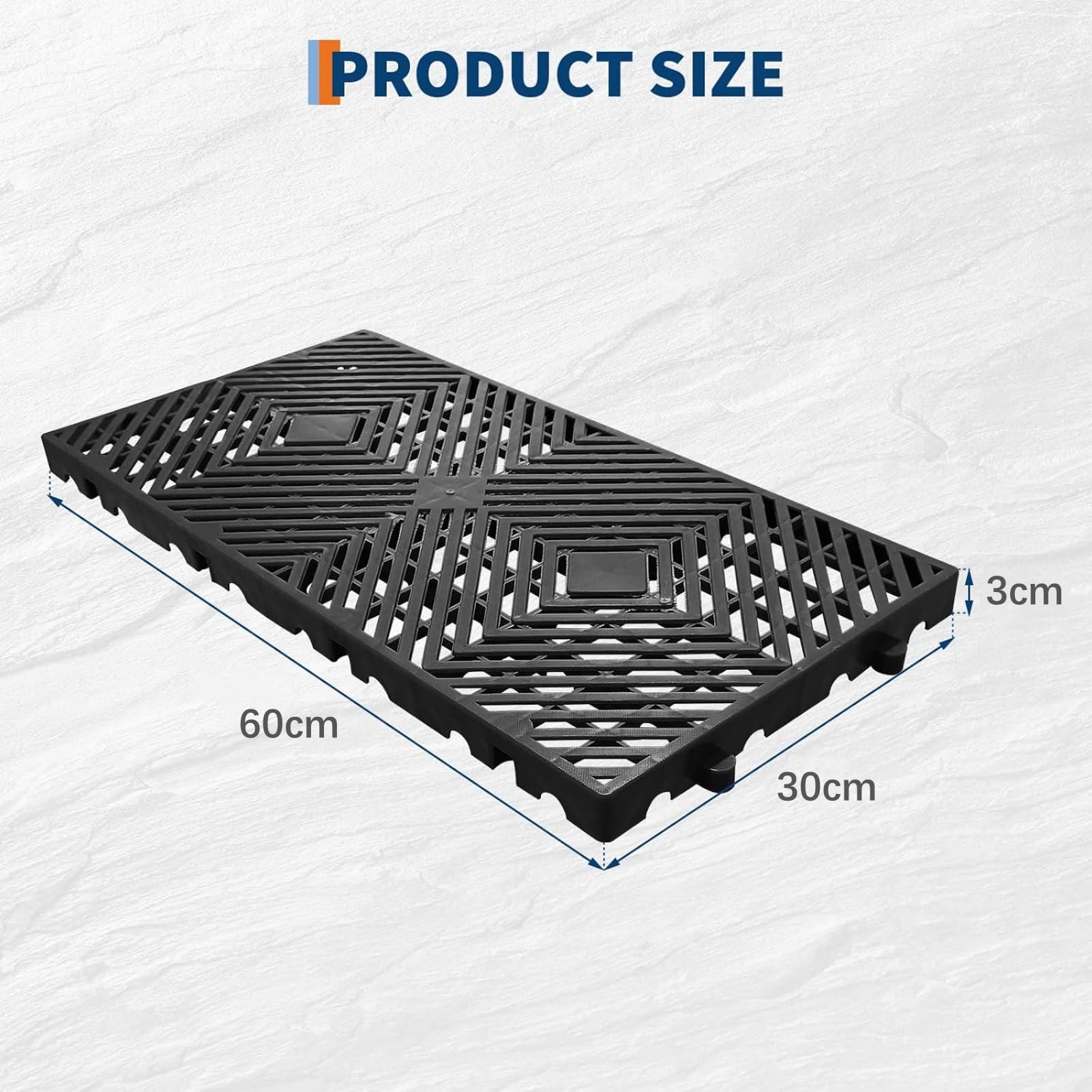 Garvee Lot de 12 Palette plastique HDPE légère et résistante –60 * 30 * 3cm