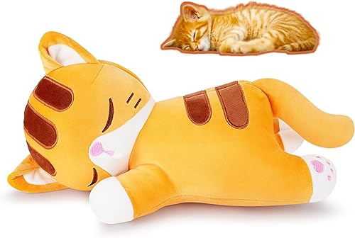 Peluche de gato, almohada de felpa de gato, almohada suave de peluche Kawaii para abrazar, lindos juguetes de peluche para niños y adultos, regalos