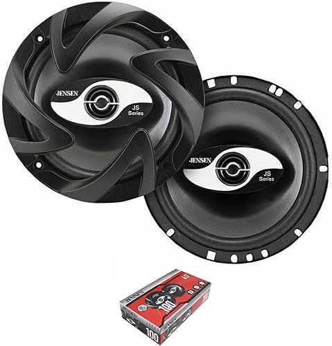 Jensen JS265 JS-Series 6.5" Altavoz de coche de 2 vías (par), manejo de potencia máxima de 100 vatios, rango de potencia RMS de 50 vatios, altavoz